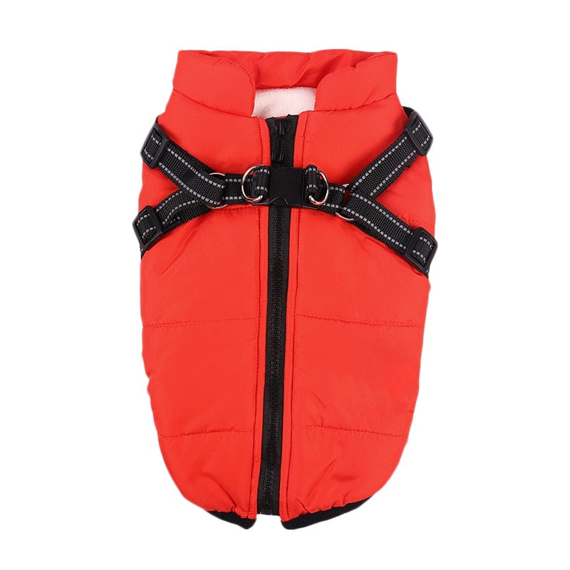 Pet Clothes Winter Warm Jacket with Harness Puppy Outdoor Walk Adjustable Chest Strap Dog Cloth Vest Winter Clothing - Your Healthy Version