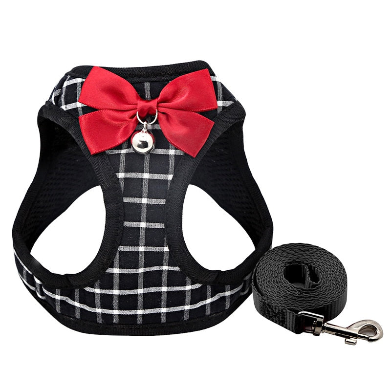 Adjustable Cat Harness Breathable Mesh Kitten Harness Leash Set With Bell Bowknot Pet Harness For Cat Dog Puppy Cat Accessories - Your Healthy Version
