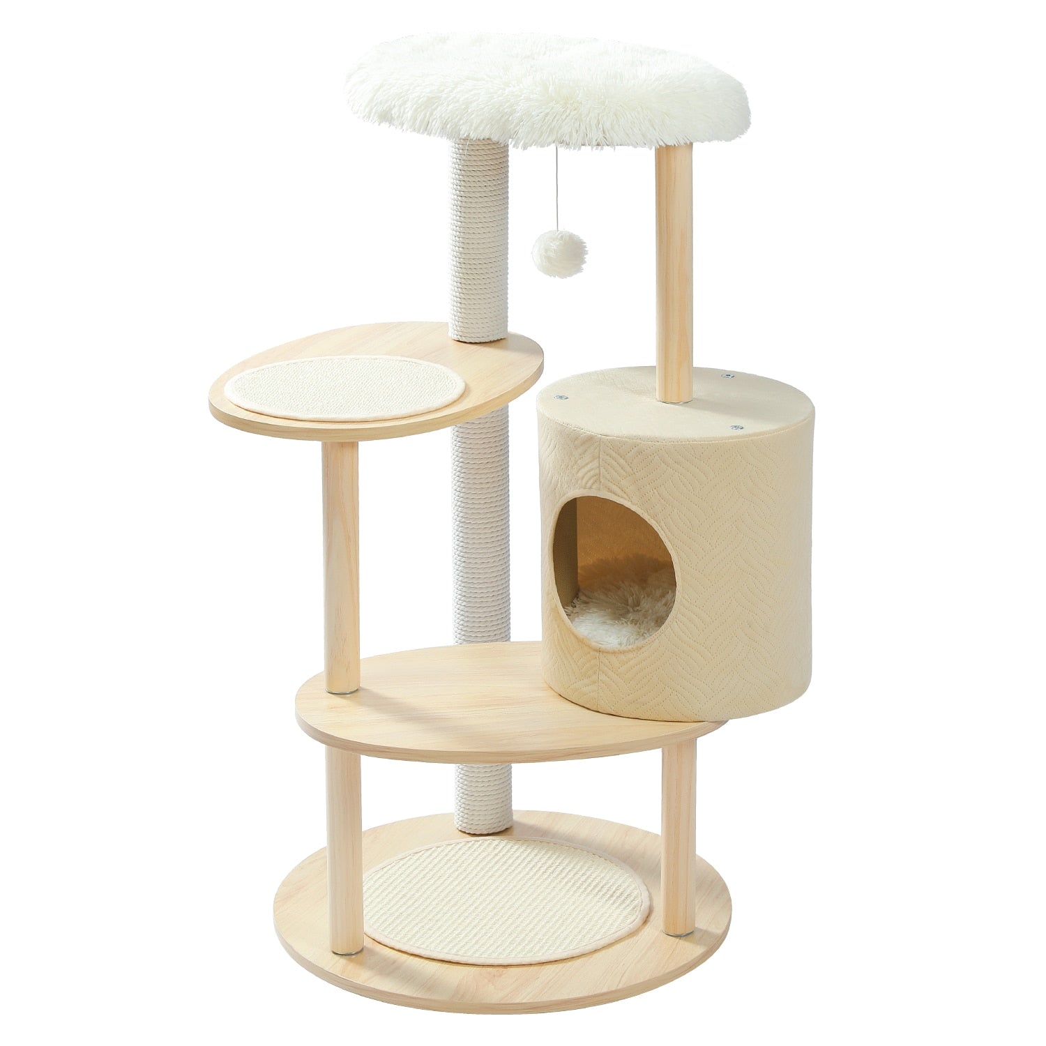 Luxury Cat Tree  Large Climbing Frame Multi-Layer Scratching Post Resistant Sisal Cat Tree with Hanging Ball Kitten Playground - Your Healthy Version