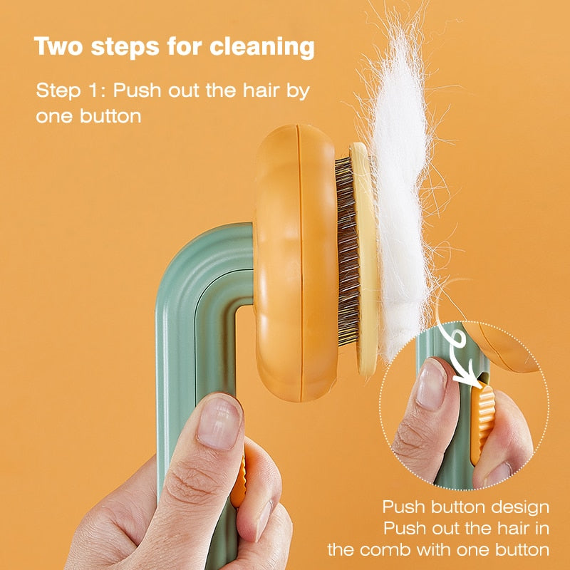 Cat Brush Comb Pet Pumpkin Comb For Dogs Cats Dog Hair Remover Brush Pet Hair Shedding Self Cleaning Comb Pet Grooming Tools - Your Healthy Version