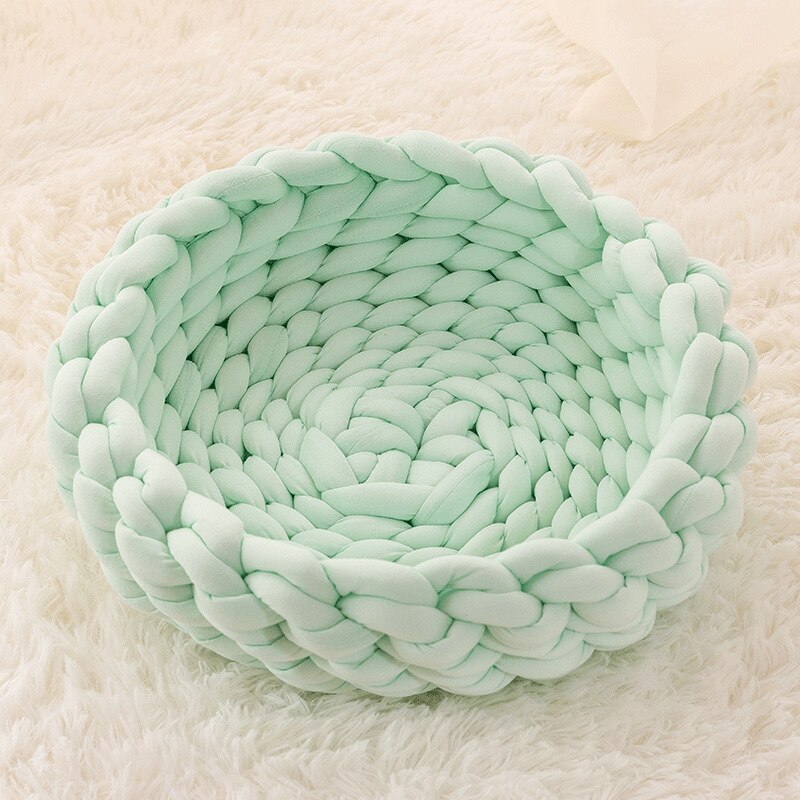 Pet Kennel Pet Dog Cat Hand-woven Bed Handmade Knit Nest House Puppy Kitten Cave Basket Sleeping Bag Dogs Kennel Supplies - Your Healthy Version