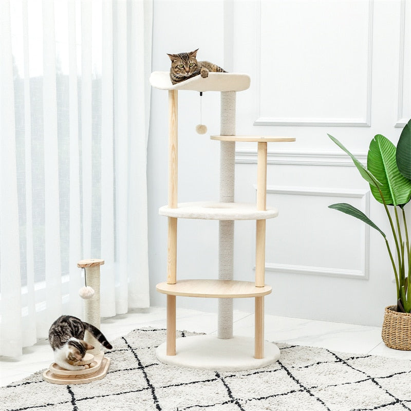 Luxury Cat Tree  Large Climbing Frame Multi-Layer Scratching Post Resistant Sisal Cat Tree with Hanging Ball Kitten Playground - Your Healthy Version