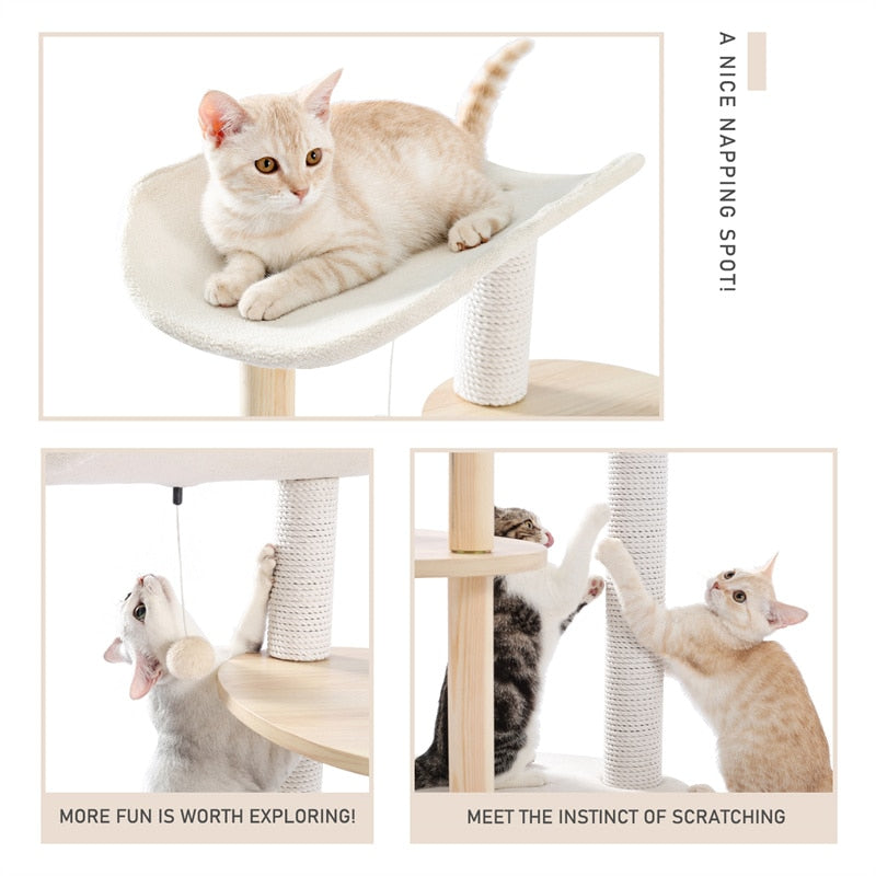Luxury Cat Tree  Large Climbing Frame Multi-Layer Scratching Post Resistant Sisal Cat Tree with Hanging Ball Kitten Playground - Your Healthy Version