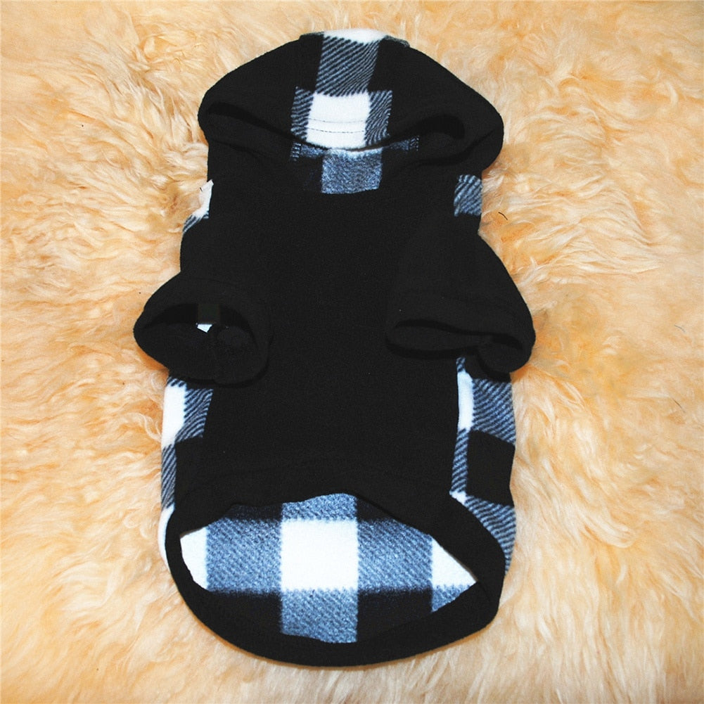 Dog Winter Coat Thicker Fleece Dog Hoodie Jacket Red and Black Plaid Pet Warm Outfit Windproof Vest For Small Puppy Dogs - Your Healthy Version