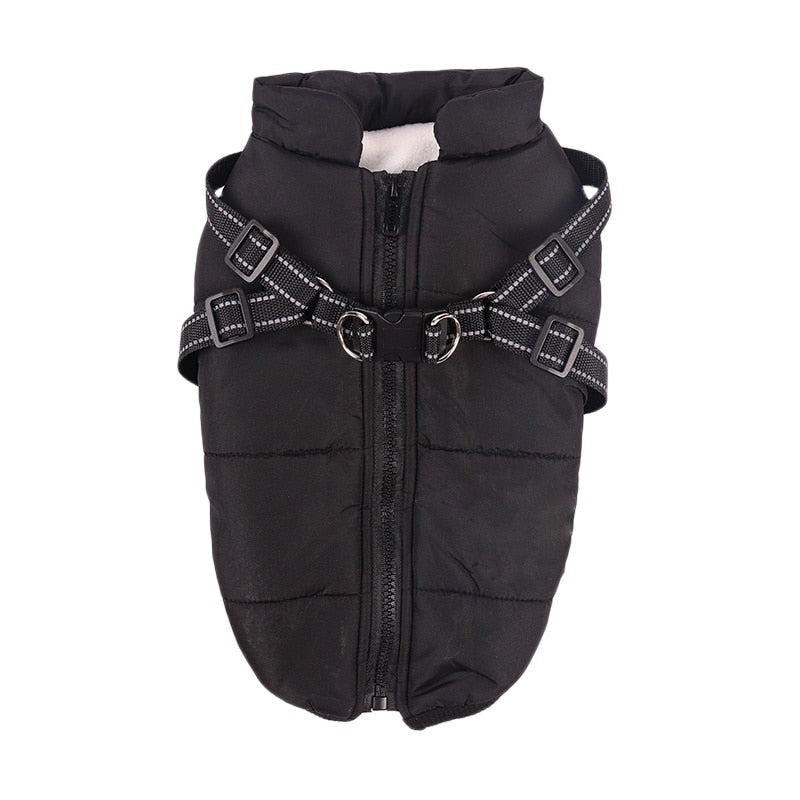 Pet Clothes Winter Warm Jacket with Harness Puppy Outdoor Walk Adjustable Chest Strap Dog Cloth Vest Winter Clothing - Your Healthy Version