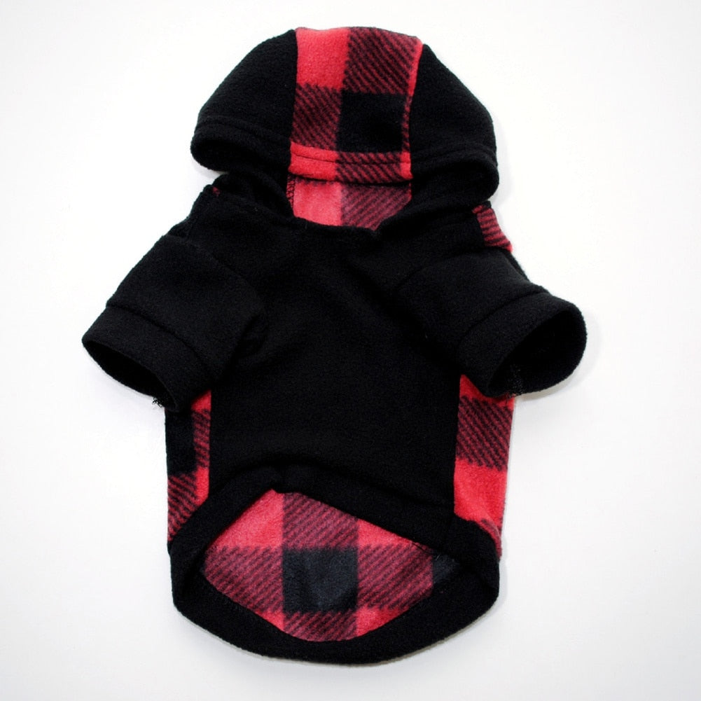 Dog Winter Coat Thicker Fleece Dog Hoodie Jacket Red and Black Plaid Pet Warm Outfit Windproof Vest For Small Puppy Dogs - Your Healthy Version