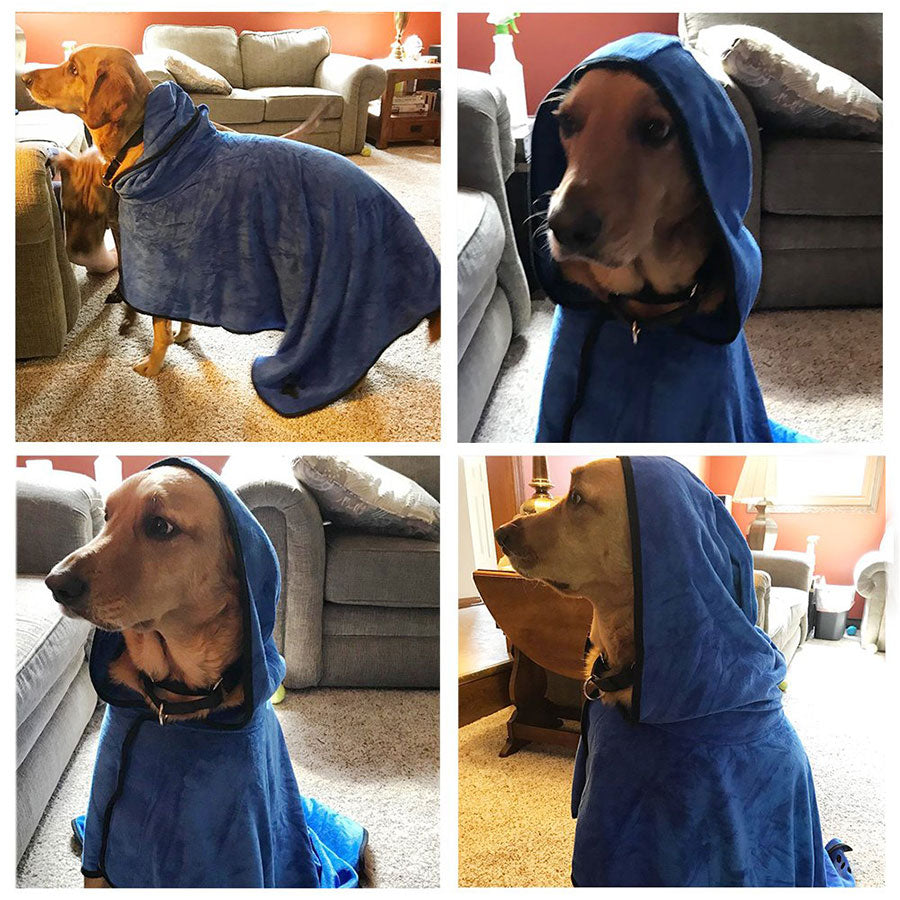 Pet Bath Towels Dog Bathrobe Soft Quickly Absorbing Water Fiber Pet Drying Towel Robe With Hat For Small Large Dogs Pet Supplies - Your Healthy Version