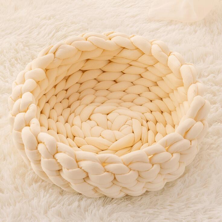 Pet Kennel Pet Dog Cat Hand-woven Bed Handmade Knit Nest House Puppy Kitten Cave Basket Sleeping Bag Dogs Kennel Supplies - Your Healthy Version