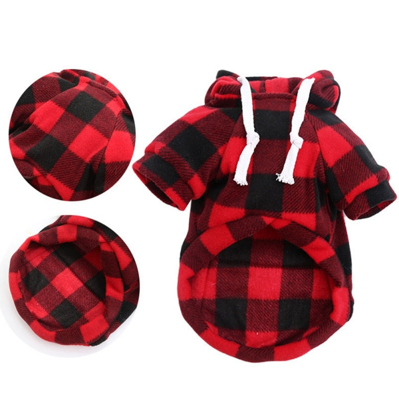 British Style Winter Dog Clothes Plaid Hoodie Jacket Thicker Warm Big Dog Coat Jacket For Small Middle Large Dog Clothing - Your Healthy Version