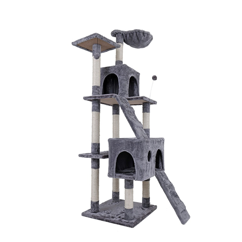 Luxury Cat Tree Condo Furniture Kitten Activity Tower Pet Kitty Play House with Scratching Posts Perches Hammoc - Your Healthy Version