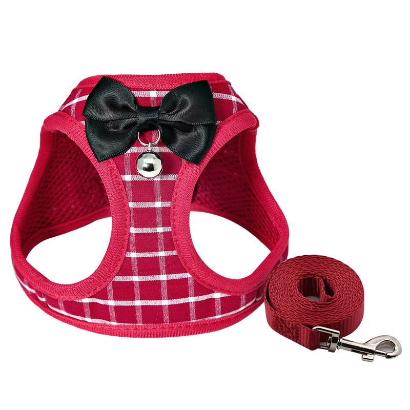 Adjustable Cat Harness Breathable Mesh Kitten Harness Leash Set With Bell Bowknot Pet Harness For Cat Dog Puppy Cat Accessories - Your Healthy Version