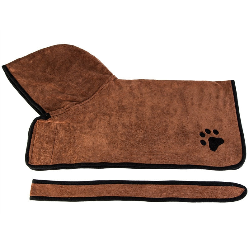 Pet Bath Towels Dog Bathrobe Soft Quickly Absorbing Water Fiber Pet Drying Towel Robe With Hat For Small Large Dogs Pet Supplies - Your Healthy Version