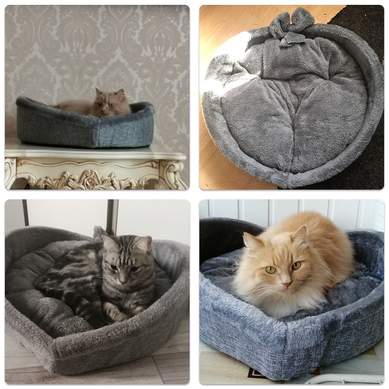 Cat Bed Heart-shaped Pet Bed For Cats Dogs Cotton Velvet Soft Kitty Puppy Sleeping Beds Kennel Warm Pet Nest Cat Accessories - Your Healthy Version