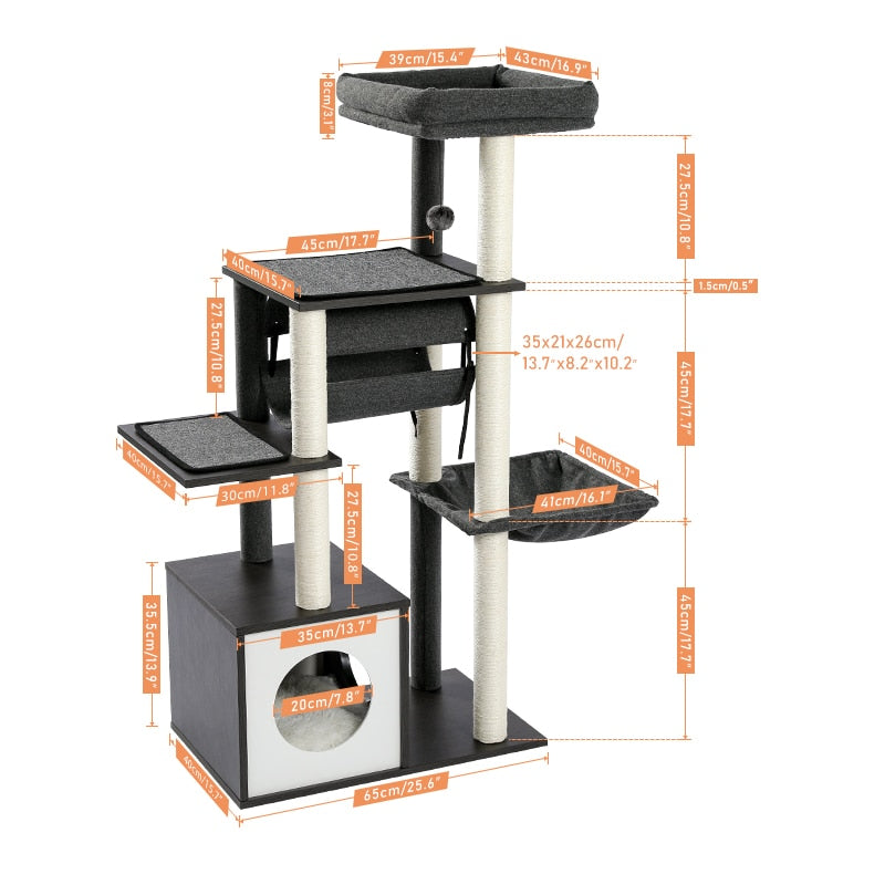 Luxury Cat Tree Condo Furniture Kitten Activity Tower Pet Kitty Play House with Scratching Posts Perches Hammoc - Your Healthy Version