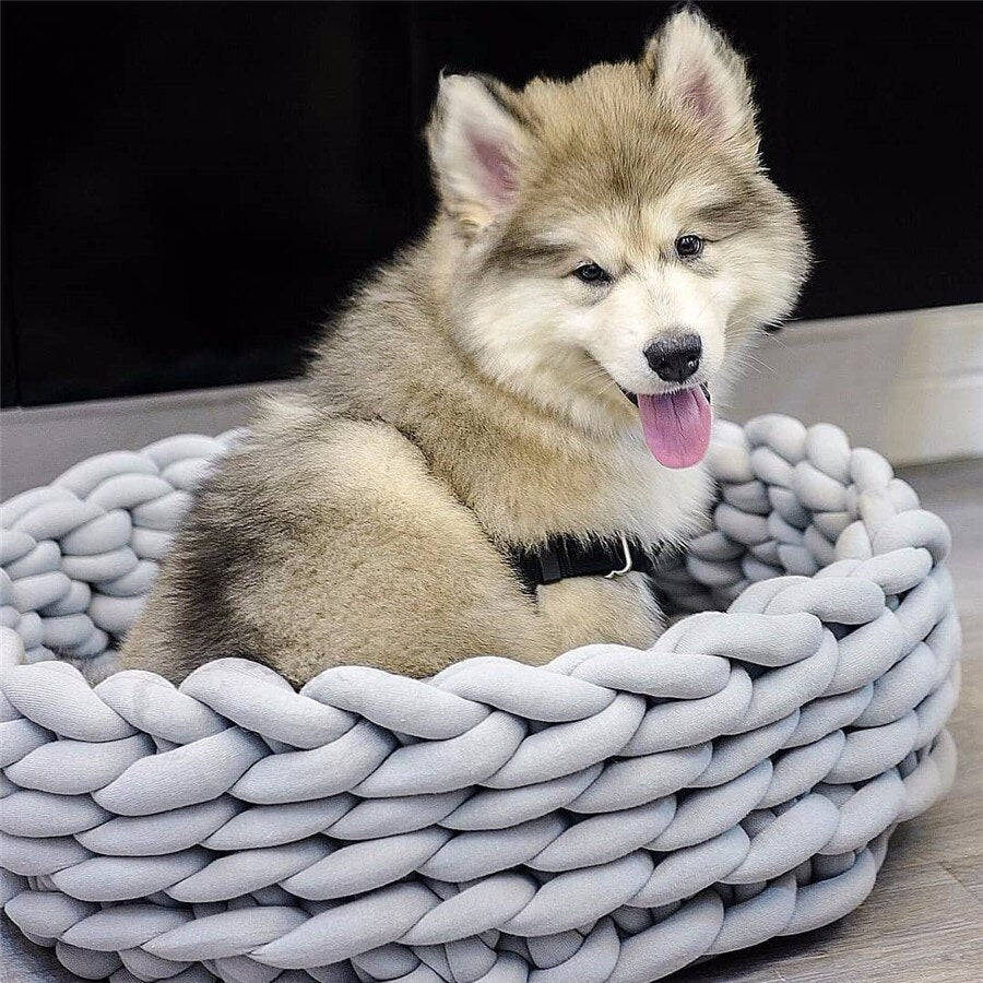Pet Kennel Pet Dog Cat Hand-woven Bed Handmade Knit Nest House Puppy Kitten Cave Basket Sleeping Bag Dogs Kennel Supplies - Your Healthy Version