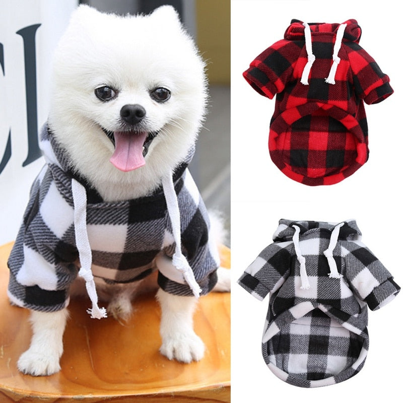 British Style Winter Dog Clothes Plaid Hoodie Jacket Thicker Warm Big Dog Coat Jacket For Small Middle Large Dog Clothing - Your Healthy Version