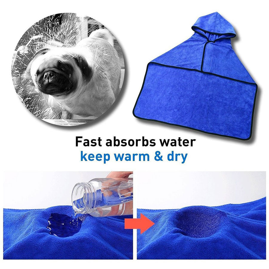 Pet Bath Towels Dog Bathrobe Soft Quickly Absorbing Water Fiber Pet Drying Towel Robe With Hat For Small Large Dogs Pet Supplies - Your Healthy Version