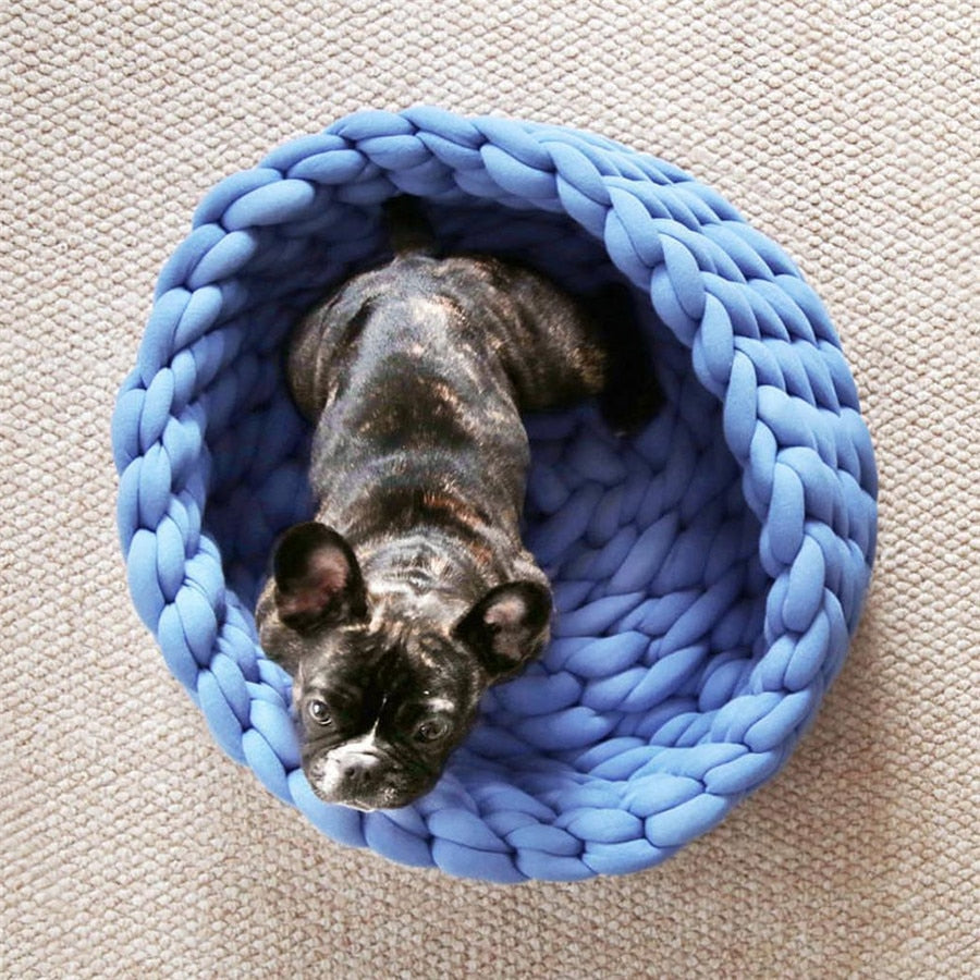 Pet Kennel Pet Dog Cat Hand-woven Bed Handmade Knit Nest House Puppy Kitten Cave Basket Sleeping Bag Dogs Kennel Supplies - Your Healthy Version