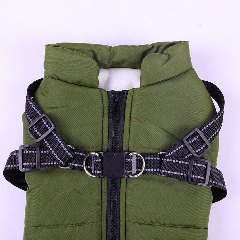 Pet Clothes Winter Warm Jacket with Harness Puppy Outdoor Walk Adjustable Chest Strap Dog Cloth Vest Winter Clothing - Your Healthy Version