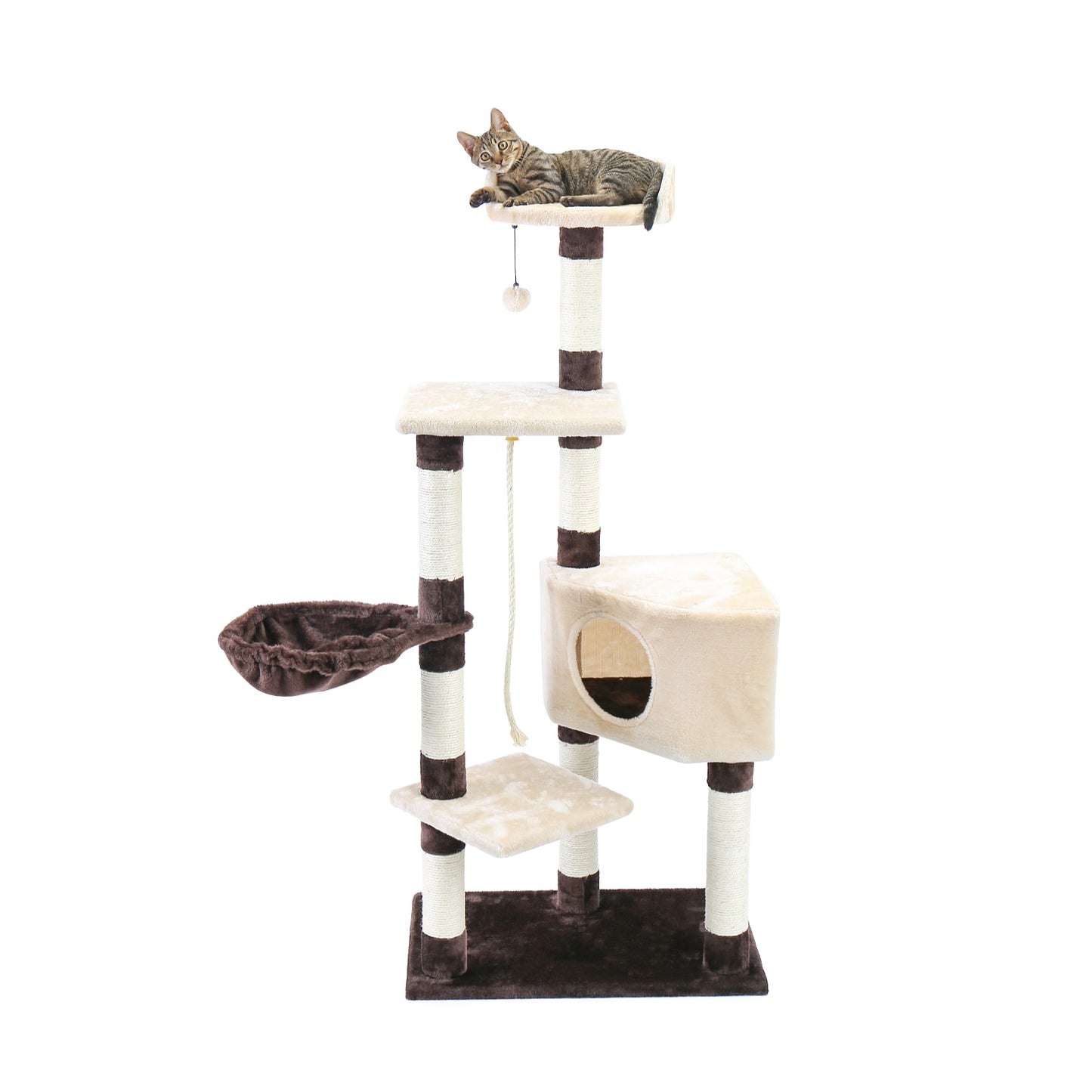 Luxury Cat Tree  Large Climbing Frame Multi-Layer Scratching Post Resistant Sisal Cat Tree with Hanging Ball Kitten Playground - Your Healthy Version