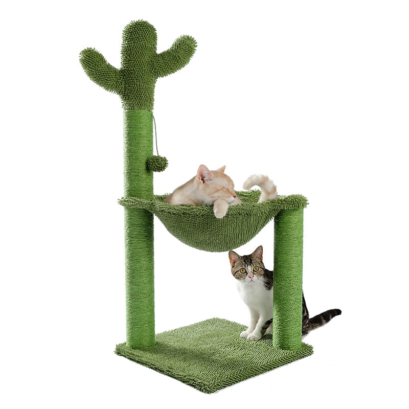 Cute Cactus Pet Cat Tree Toy with Ball Scratching Post for Cat Kitten Climbing Mushroom Condo Protecting Furniture - Your Healthy Version